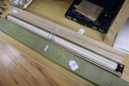 A Chinese scroll painting of flowers in a bowl, boxed.